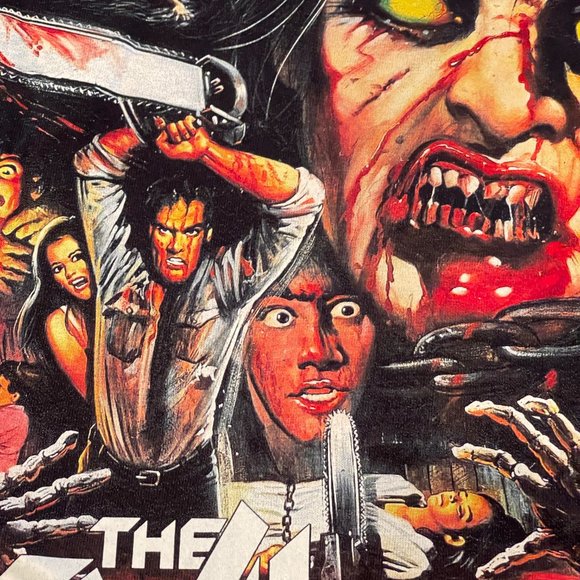 Evil Dead Poster Art Collage, Horror Film by director Sam Raimi, Shirt Size L - Picture 3 of 4